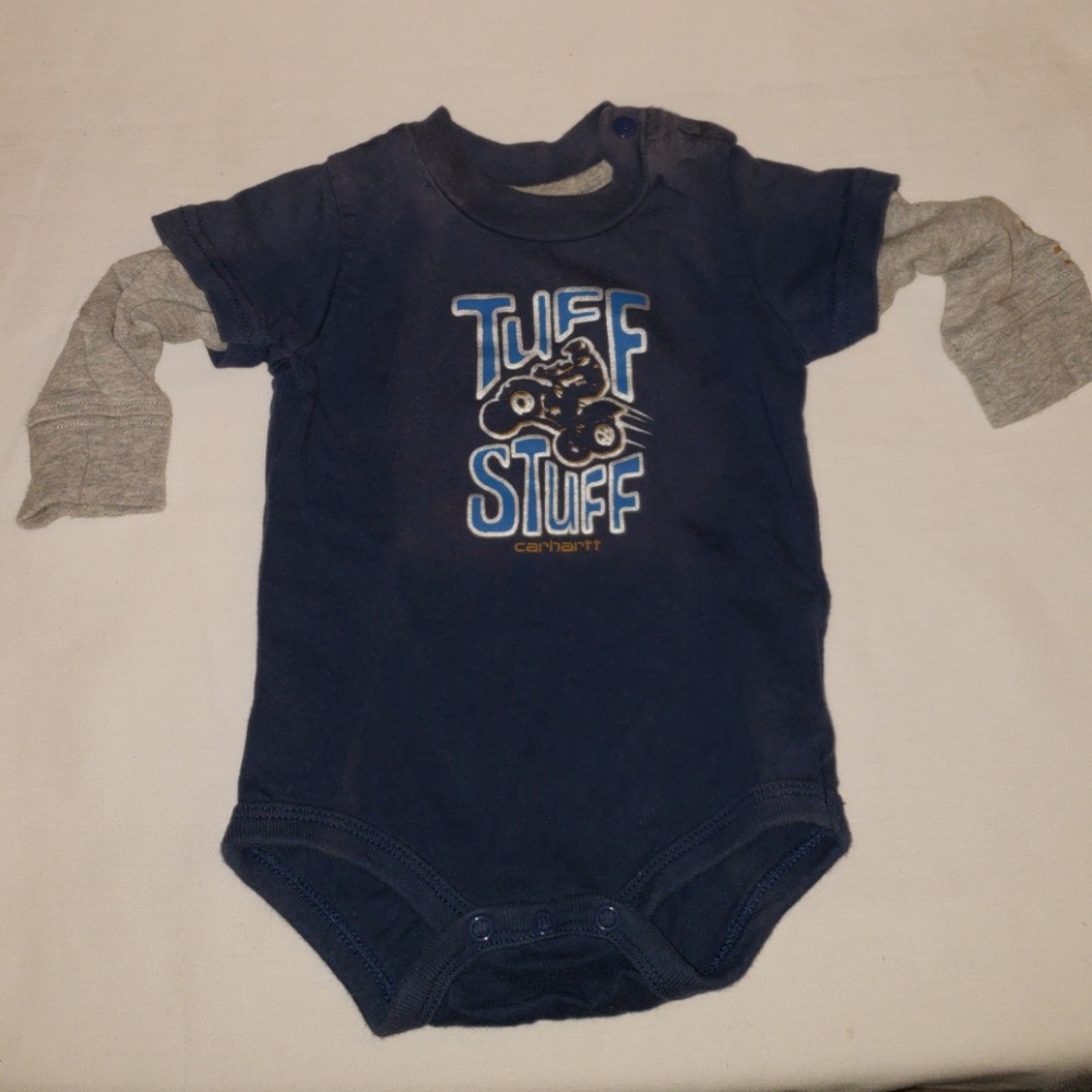Carhartt onesie w/4 wheeler & TUFF STUFF written